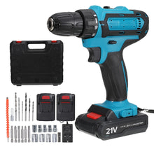 Load image into Gallery viewer, 21V Cordless Drill Combi Screwdriver Set with 2 Batteries