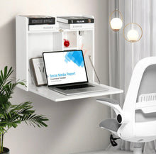 Load image into Gallery viewer, Wall-Mounted Computer Desk Folding Laptop Drop-Leaf Study Table with Shelf
