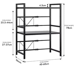 3 Tier Adjustable Microwave  Rack Stand Storage Kitchen Shelf