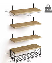 Load image into Gallery viewer, 4+1 Tier Wooden Floating Shelves