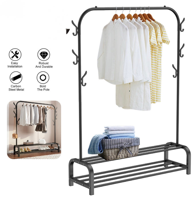 Metal Clothes Rail Rack With Shelves, Garment Stand