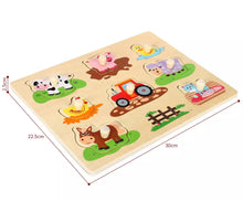 Load image into Gallery viewer, Wooden Farm Animals Peg Puzzles Board Jigsaw Educational Toy