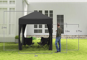 2x2 Metre Pop Up Marquee Gazebo with 4 Side Panels Waterproof
