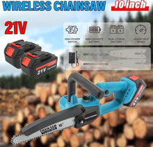 Load image into Gallery viewer, 10” Cordless Mini Chainsaw 10 inch Wood Cutter &amp; 2 Batteries