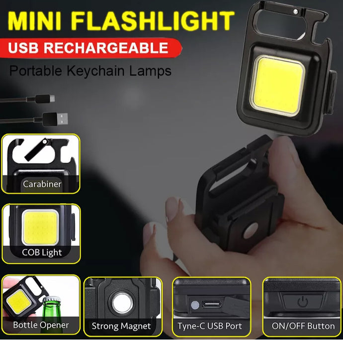 Mini Led 800 Lum USB Rechargeable COB KeyRing Torch