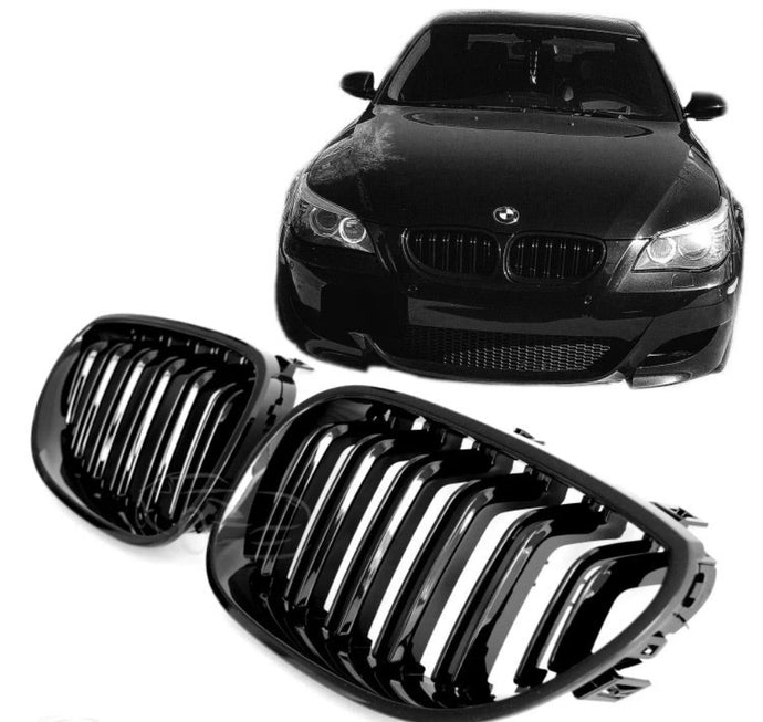 Gloss Black Kidney Grills Grill For BMW E60 E61 5 Series 2003 - 2010