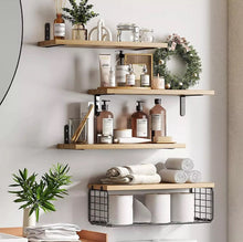 Load image into Gallery viewer, 4+1 Tier Wooden Floating Shelves