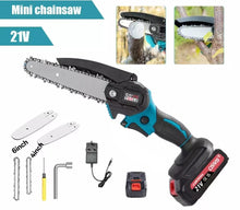 Load image into Gallery viewer, Cordless Mini Chainsaw 4” 6” Wood Cutter + 2 Batteries
