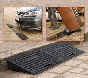 Set of 2 x Heavy Duty Wheelchair / Car Rubber Kerb Access Ramps