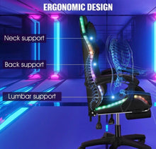 Load image into Gallery viewer, Reclining Gaming Chair with Footrest &amp; Bluetooth Speakers &amp; RGB LED Light