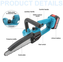 Load image into Gallery viewer, 10” Cordless Mini Chainsaw 10 inch Wood Cutter &amp; 2 Batteries
