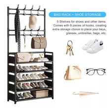 Load image into Gallery viewer, Coat Stand Compact Hanger &amp; 5 Tier Shoe Rack