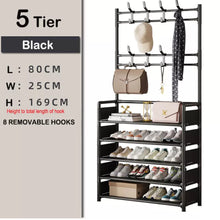 Load image into Gallery viewer, Coat Stand Compact Hanger &amp; 5 Tier Shoe Rack