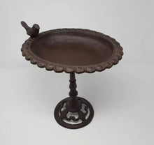 Load image into Gallery viewer, Cast Iron 29cm High Bird Bath Feeder Rustic Aged Style