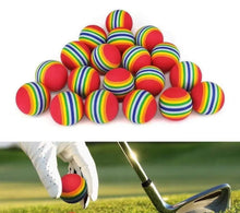 Load image into Gallery viewer, 6 x Practice Golf Balls  Rainbow Colour Soft EVA Foam or Coloured Plastic Training Indoor Outdoor