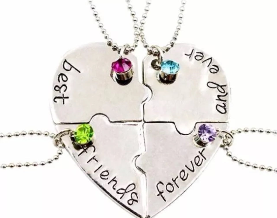 4 Part Heart Pendant Neckless • Best Friends Forever! Perfect Gift 💝