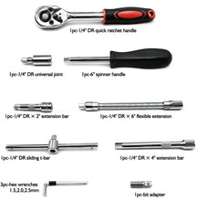 Load image into Gallery viewer, 53Pcs Set 1/4&quot; Socket Ratchet Wrench Kit Drive Car Repairing Tools