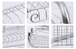 2 Tier Dish Drainer Rack Holder With Drip Tray