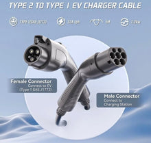 Load image into Gallery viewer, EV Charging Cable 7.2KW/32A 5m Type 2 Male to Type 1 Female, for SAE J1772 EVs