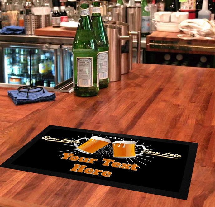 Personalised Bar Runner Mat for Home Bar • Add Your Text