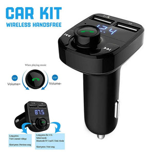 Car Handsfree Bluetooth Kit, FM Transmitter, MP3 Player, USB Charger