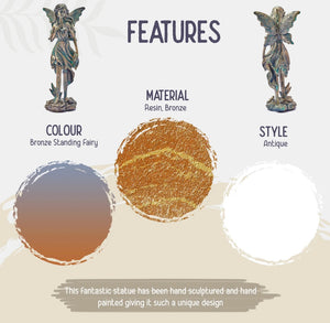 Bronze Effect Angel Statue Garden Ornament