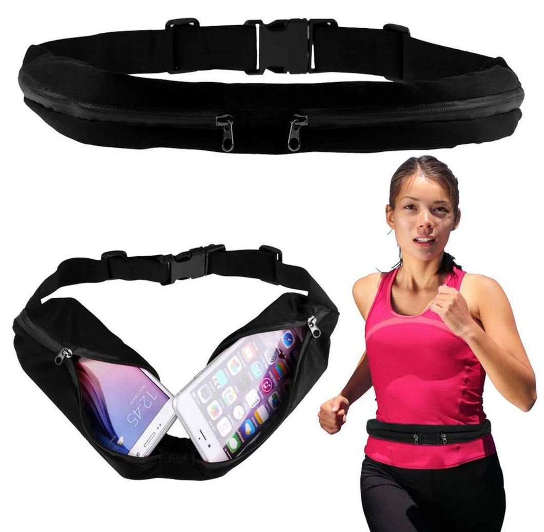 Dual Pocket Runner Waist Belt Bag for Jogging Gym Yoga etc