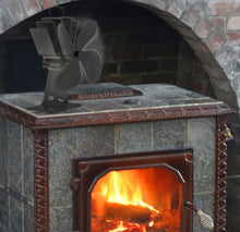 Load image into Gallery viewer, 4 Blade Stove Top Fan for Log Burner with Temperature Gauge