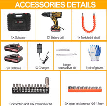 Load image into Gallery viewer, 21V Cordless Drill Combi Screwdriver Set with 2 Batteries