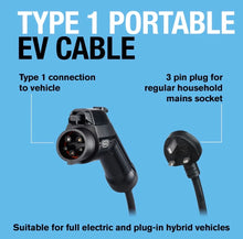 Load image into Gallery viewer, Type 1 Portable EV Granny Charger 5M 3 Pin Home Charging Cable