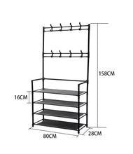 Load image into Gallery viewer, Coat Stand with 4 Tier Shoe Rack