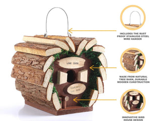 Hanging Wooden Garden Bird Hotel Bird House
