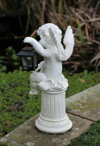 Garden Solar Powered Ornament Fairy Angel  Statue & Lantern