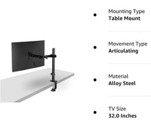 Load image into Gallery viewer, Fully Adjustable Single Arm Monitor Mount Desk Stand 13”-32”