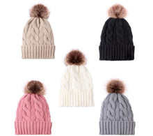 Load image into Gallery viewer, Winter Bobble Pom Pom Beanie Hat Ski Cable Knitted Hat