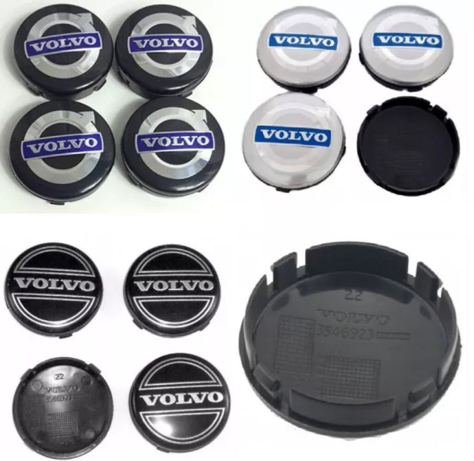 4x Centre Caps for Volvo Alloy Wheels, 64mm Fit Most Models C70 S60 V60 V70