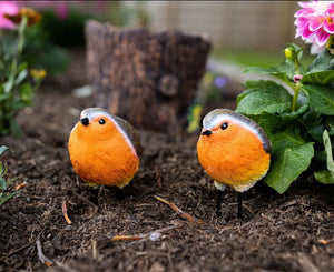 2 x Robins Bird Set Garden Ornaments