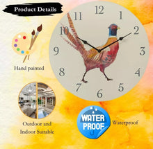 Load image into Gallery viewer, 12&quot; Pheasant Themed Garden Wall Clock Outdoor Weather Resistant