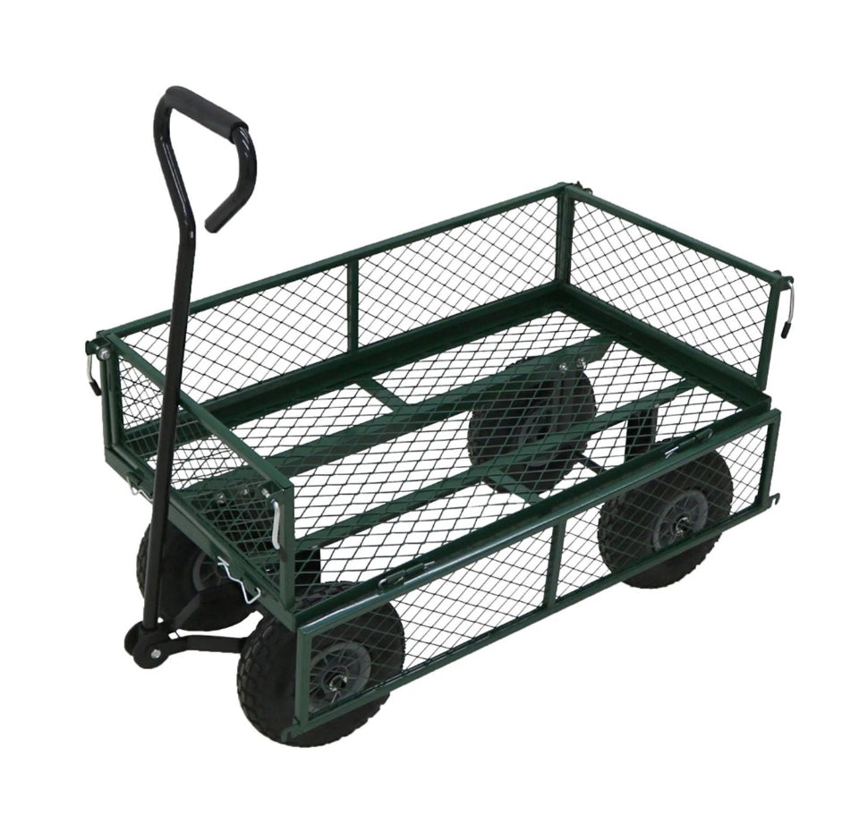 Heavy Duty Metal Green Garden Cart Utility Trolley
