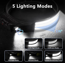 Load image into Gallery viewer, 2 Pack LED Head Torch Rechargeable Waterproof Headlamps