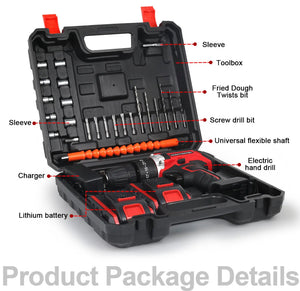 21V Cordless Combi Hammer Drill Set Electric Impact Driver Screwdriver + 2 Batteries