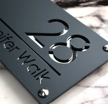 Load image into Gallery viewer, Modern Laser Cut  Personalised Address Plaque House Number Sign