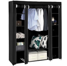 Load image into Gallery viewer, Large Canvas Fabric Wardrobe With Clothes Hanging Rail Shelving Storage
