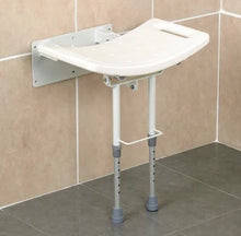 Load image into Gallery viewer, Homecraft Wall Mounted fold down Shower Seat Contour, with adjustable Aluminium Legs