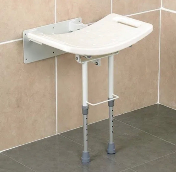 Homecraft Wall Mounted fold down Shower Seat Contour, with adjustable Aluminium Legs