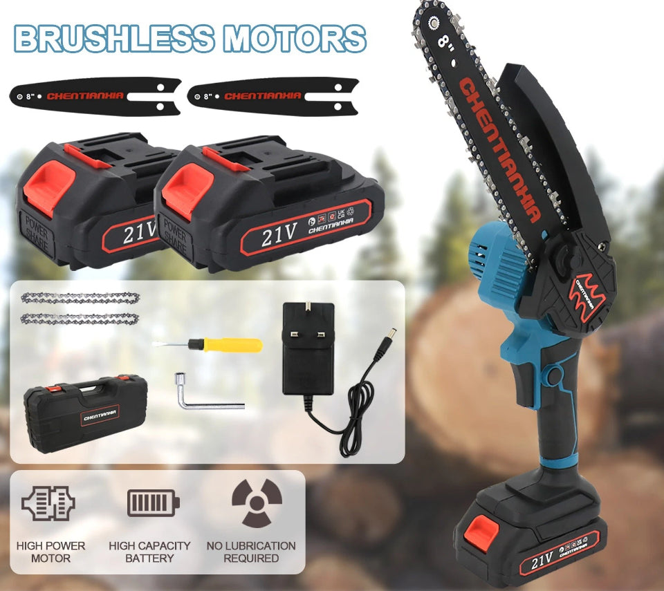 8 inch Cordless Mini Chainsaw 8” with 2 Batteries