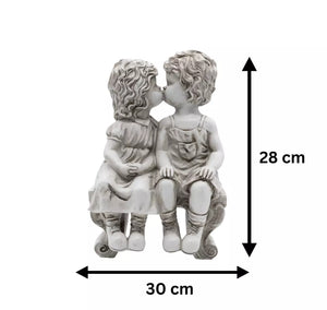 Vintage Stone Effect Kissing Kids Garden Ornament