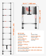 Load image into Gallery viewer, 2.5m/8.5FT Telescopic Ladder Extendable  Ladders