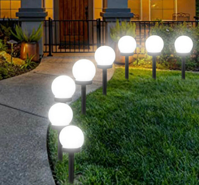 8 x Solar LED Lights Garden Globe Pathway Lamps