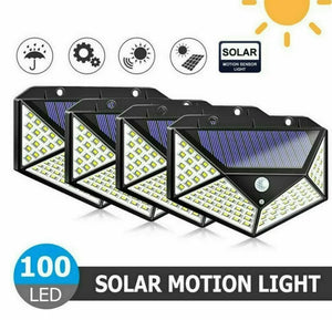 4 x Solar Powered Compact Fence Wall Lights LED Outdoor